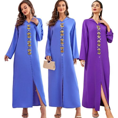 Moroccan Kaftan Dubai Abaya Turkey Caftan Muslim Women Long Maxi Diamonds Hijab Dress Islamic Clothing Arab Robe Gown Eid Abayas
