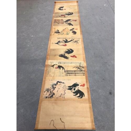 Antique collection of modern and contemporary celebrity scroll paintings (Xu Beihong - the picture of big chicken)