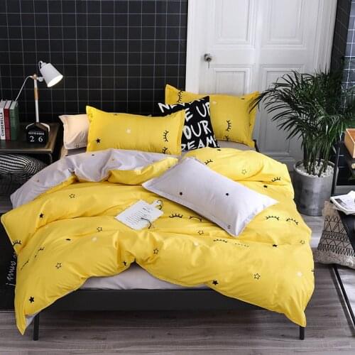 Yellow Eyelash Fashion Adult Comforter Bedding Set Cartoon Double Sided King Queen Full Single Size Duvet Cover Sheet Pillowcase