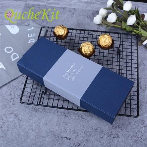 12Holes Chocolate Box Dark Blue Special Paper Tape Cover Gift Box Dessert Storage Birthday Valentines Day Gift Packing Box