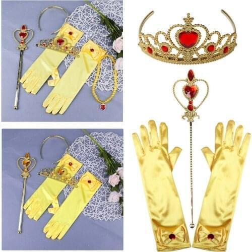 Princess Belles Costume Babies Girls Long Dress Up Costume Party Accessories Princess Costume Beauty&Beast Girls Costumes Set