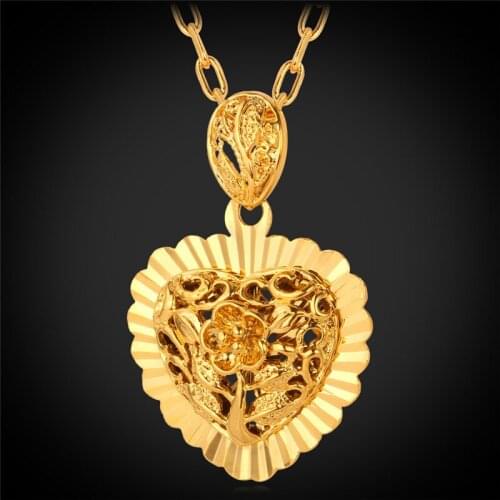 Kpop Heart Pendants Necklace For Men / Women Fashion Gold Color Vintage Jewelry Trendy Hollow Pendant P142