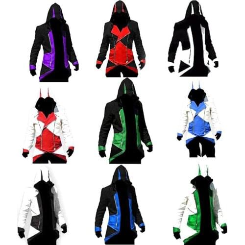 Assassins Creed Cosplay Adult Men Women Streetwear Hooded Jacket Coats Outwear Costume Edward Assassins Creed Halloween Costume