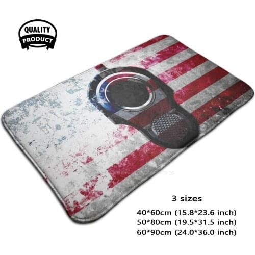 M1 Colt 45 Muzzle And American Flag On Distressed Metal Sheet 3D Soft Non-Slip Mat Rug Carpet Foot Pad M1 Pistol Colt 45 Gun