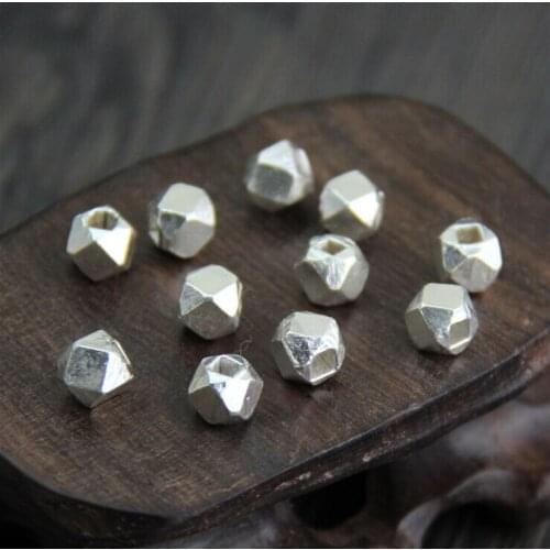 Brushed Cube Sterling Silver Round Spacer DIY Findings Loose Beads A2458