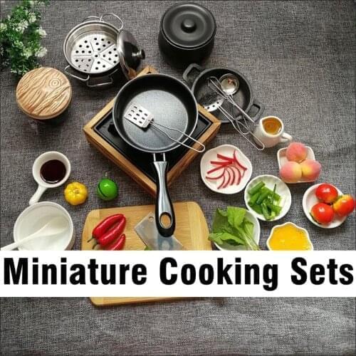 Miniature Cooking Sets Mini Kitchen Cookware Pot Pan Real Cooking Food Play Set Small Kitchen Utensils