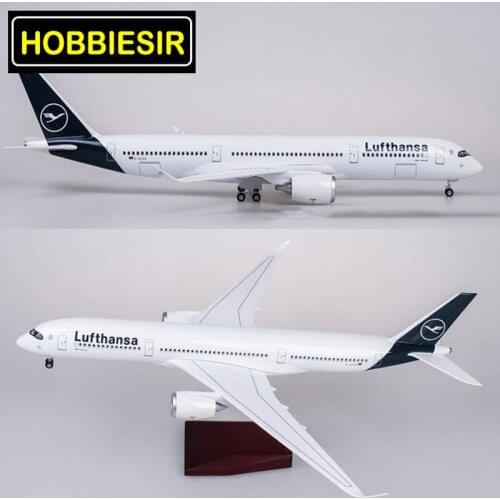 47CM 1/142 Lufthansa Airline Model Airplane Airbus A350 Aircraft W LED Light & Wheel Diecast Plastic Resin Plane Collection