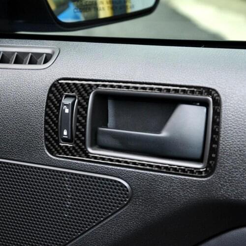 2pcs Real Carbon Fiber Stickers Car Inner Door Handle Frame Cover Trim Kit Parts for Ford Mustang 2009-2013 Models Accessories
