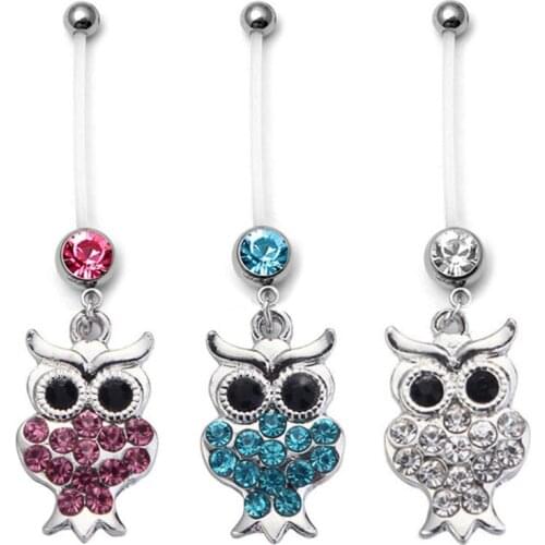 1PC Charm Flexible Animal Dangle Navel Rings Owl Pregnant Woman Navel Bars Fashion Belly Button Ring Piercing Sexy Body Jewelry