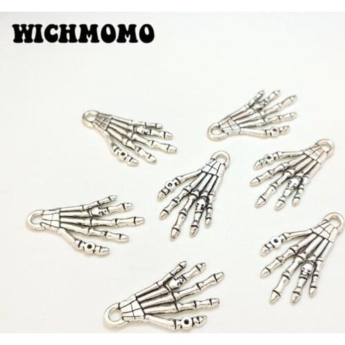 New 10 Pieces Punk Rock Hip-hop Zinc Alloy Skeleton Hands Charms Pendants for DIY Jewelry Accessories PJ270
