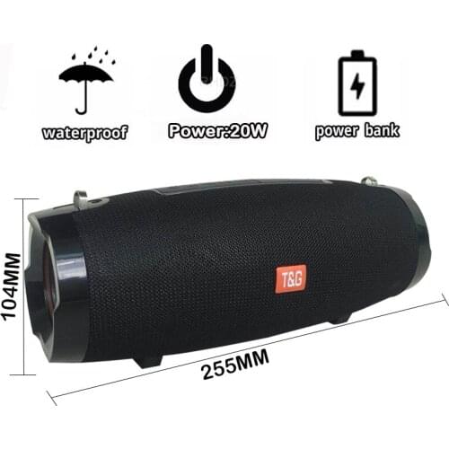 Portable Bluetooth Speaker 20W Wireless Bass Column Waterproof Outdoor Speaker Support AUX TF USB Boombox 3D Stereo Loudspeaker