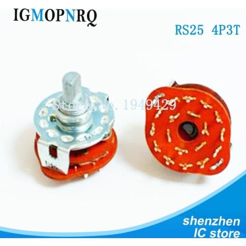 2PCS/LOT RS25 4P3T Potentiometer With Switch Shaft Panel Mount Rotary Switch Selector Band 4 Pole 3 Position