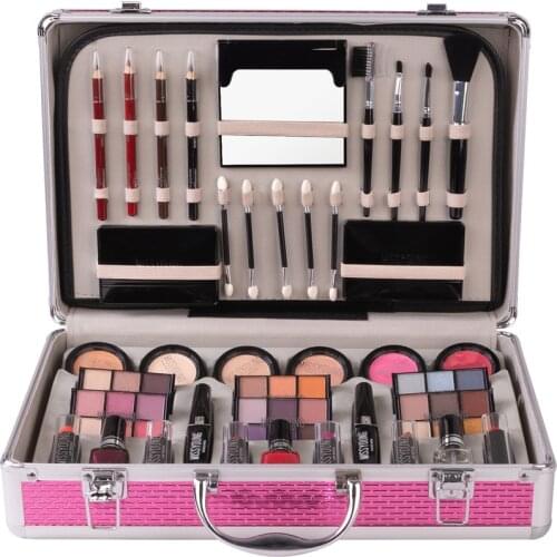 Professional Makeup Set WaterProof Eyeshadow Aluminum Box Mosituizer Lip Gloss Lipstick Lip Gloss Mascara Blush Lip Pencil Brush