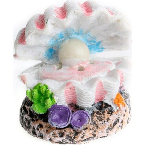 Shell Pearl & Air Stone Aquarium Fish Tank Bubbler Shell Bubbling Ornament Decor