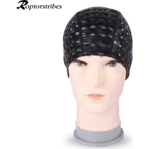 Roptorstribes Water Swimming Cap Cube elastichat PU hats for Men & Women Adults long hair 7colors Swim casquette