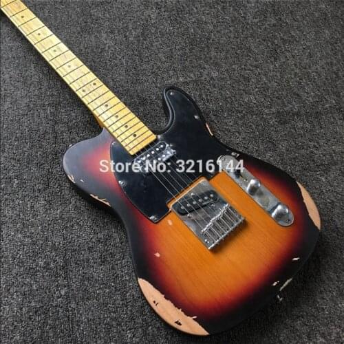 Sunset color old electric guitar, maple fingerboard, real photos, free shipping, wholesale and retail