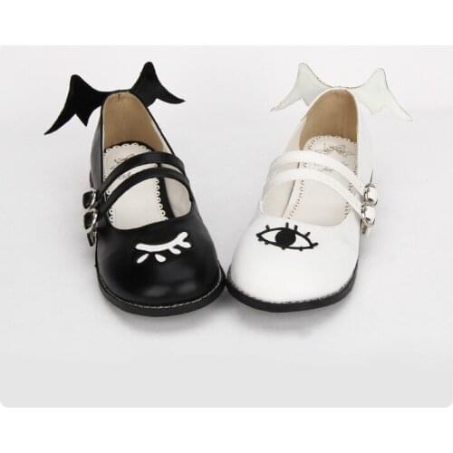 Princess sweet lolita shoes The cool diviner mix mysterious eye pattern shoes Low heel flat shallow mouth shoes women pu8593