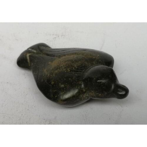 YIZHU CULTUER ART Collection Old Chinese Hongshan Culture Black Jade Carving Bird Statue Pendant