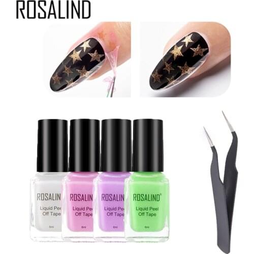 ROSALIND Peel Off Tape Nail Polish Liquid 6ML Fast Dry Special Anti-overflow Armor Easy Clean Nail Art Hybrid Varnishes UV Gel
