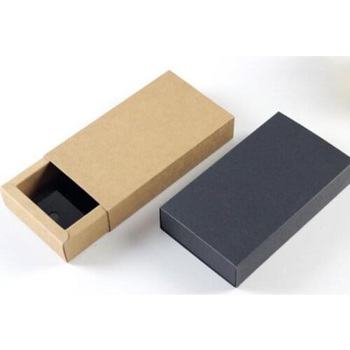 14*7*3cm Black Brown Drawer Shaped Gift Boxes Kraft Paper Cardboard Packaging Box for Bow Tie Accessories SN3090