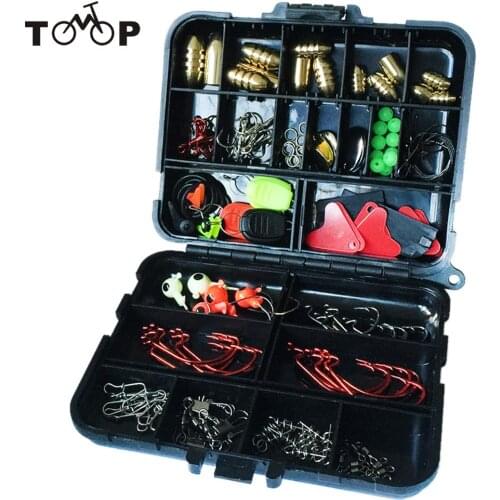 20Kinds 128pcs Fishing Accessories Hooks Swivels Weight Fishing Sinker Stoppers Connectors Sequins Lures Fishing Tackle Box