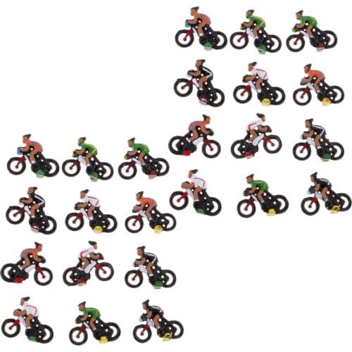 24 Pieces Miniature 1/87 HO Model Cyclist DIY Landscape Sand Table Layouts