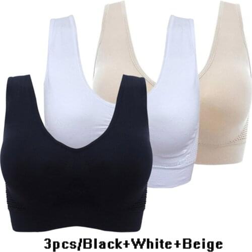 3PCS Air Permeable Cooling Summer Sport Wireless Bra Gym Fitness Athletic Running Sport Tops Underwear Workout Vest Tank