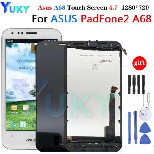 4.7 "Original Lcd + Frame Voor Asus Padfone 2 A68 A68M Lcd Touch Screen Digitizer Vergadering Deel gratis Tools Asus A68 LCD