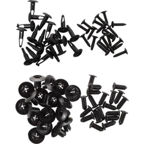 40 Pcs Hole Push in Expanding Screw Panel Clips Plastic Rivet Black 8mm & 6mm