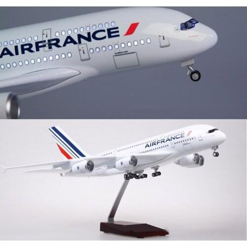 45.5CM 1/160 Scale Airplane Airbus A380 Air France Airline Model W LED Light & Wheel Diecast Plastic Resin Plane F Collection