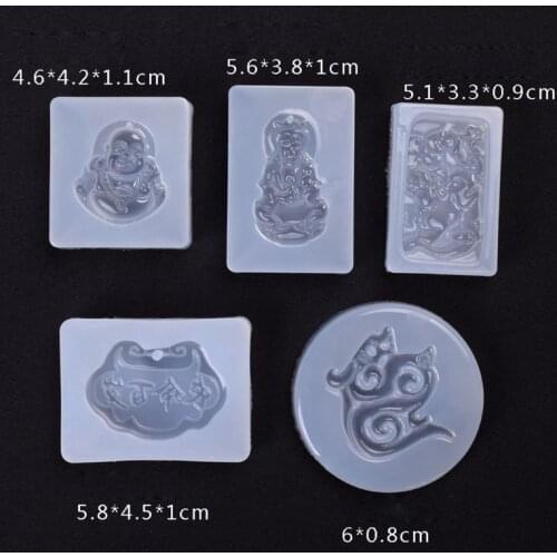 5Pcs Buddhism Jade Pendant Silicone Mold Kit Epoxy Resin Jewelry Making Tools