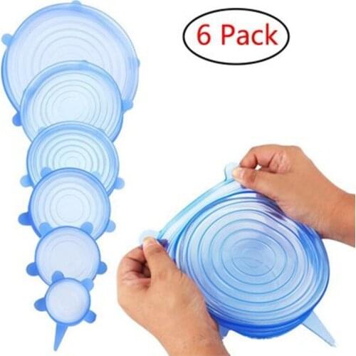 6Pcs/set Silicone Stretch Lids Reusable Airtight Food Wrap Covers Silicone Bowl Pot Lid Pan Cooking Fresh Bowl Cover