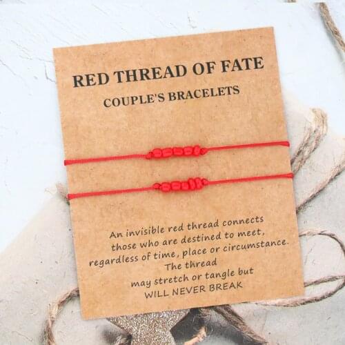 2 Red Thread of Fate Couples Bracelets Lucky Red String of Fate Matching Couples Bracelet Set for Women Men Lucky Love Jewelry