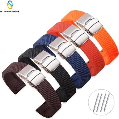 Quick release Sport Watch Band Rubber Watch Strap with Deployment Watchband Buckle Clasp 18mm 20mm 22mm 24mm Watch Strap