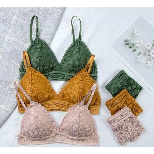 Women Lace Bra Sets Seamless Underwear Backless Vest Sexy Panties Padded Ultrathin Bralette Female Lingerie Briefs Intimates