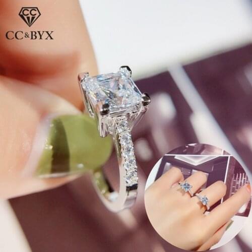 CC 925 Silver Rings For Women Classic Jewelry Cubic Zirconia Simple Ring Wedding Engagement Bridal Bague Drop Shipping CC631