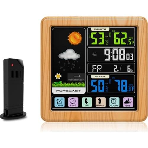Clock Screen Weather Clock Indoor Outdoor Digital Display Thermometer Hygrometer Wireless Weather Forecast Sensor LED Backlight