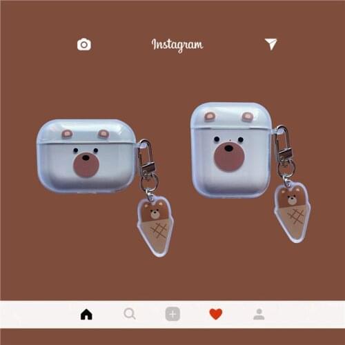 Fundas for AirPods Pro Case Cute Cartoon Bear Pendant Headphone Case for Air Pods 3 Pro 2 1 Silicone Clear TPU Earphone Cover