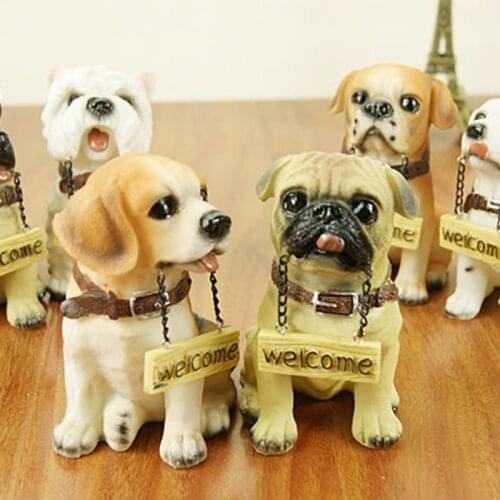 Home Decoration Simulation Dog Statues Sign Resin Ornament Puppy Figurine Animal Sculpture Indoor Outdoor Garden Decoration