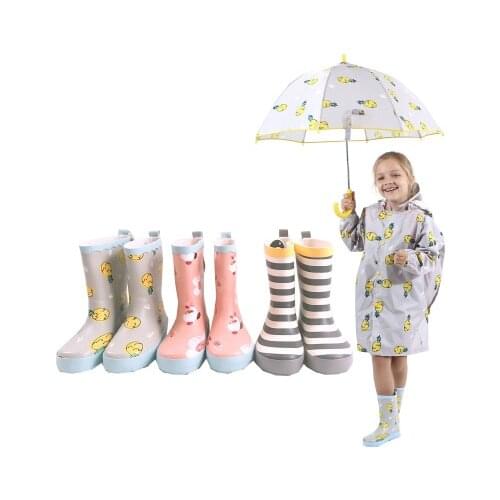 Kids Girls Rain Boots Cute cartoon Printed Children Rubber Boots Kalosze Dla Dzieci Waterproof Round Toe Baby Boys Water Shoes