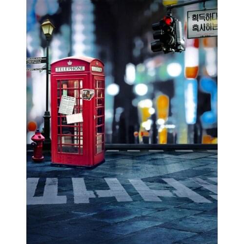 Street View Telephone Booth Photography Backdrops Photo Props Studio Background 5x7ft