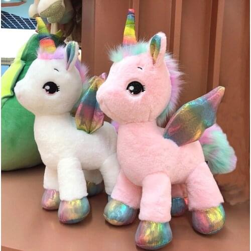 Giant Fantastic Unicorn Plush toy Rainbow Glowing Wings Stuffed Unicornio Doll toys for girl Unique Horn Xmas Gift for Her Child