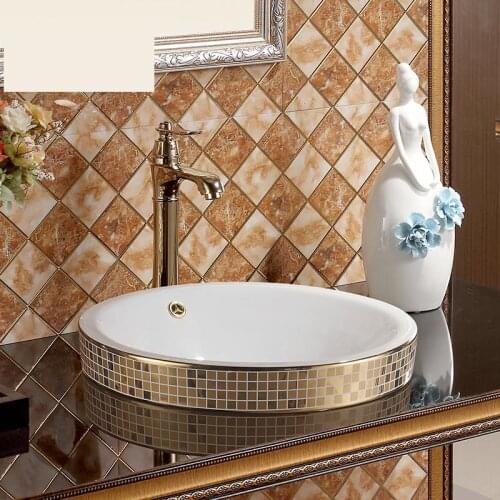Artistic Bowl round Mosaic China Procelain wash basin sink Lavabo ceramic art sinks Countertop wash basin ceramic bathroom sinks