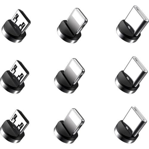 Round Magnetic Cable plug 8 Pin Type C Micro USB C Plugs Fast Charging Phone Magnet Charger Plug For iPhone 1m line chargering