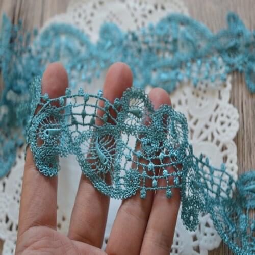 4.5CM Width (5yds/lot)green openwork water soluble Hight quality lace fabrics embroidered lace trim-17110101
