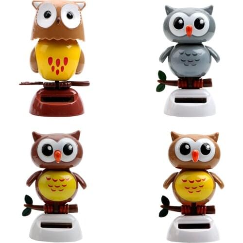 LEEPEE Auto Accessories Dashboard Decoration Car Ornament Dancing Shaking Head Swing Doll Solar Powered Cute Owl Birds