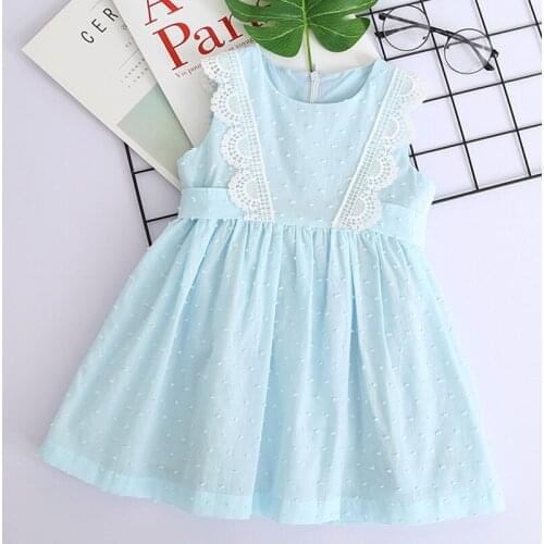 Girls Summer Dress 2020 Children Lace Sleeveless Casual Clothes Cute Brand Knee-Length Dress For 2-7Y Kids Dress Clothes