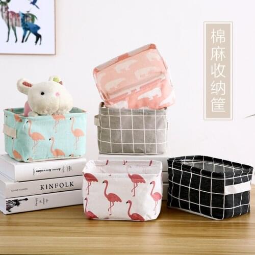 Linen Desktop Storage Box Waterproof Toy Sundries Storage Basket Cosmetic Underware Storage Organizer Office Stationery