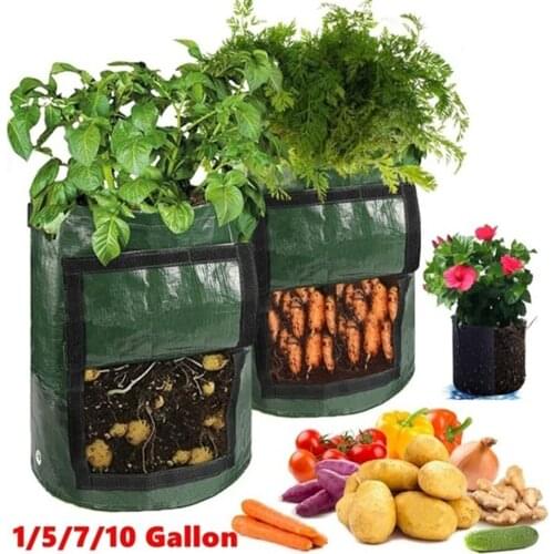 10 Gallon Potato Planting Bag Sweet Potato Growing Bag Non-Woven Access Flap Design Easy To Operate Drain Breathable Garden Tool