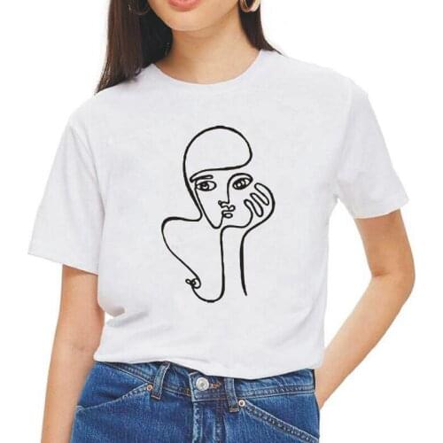 Fashion Hand Painted Print Woman T-shirts Summer Short Sleeve Casual Shirt Tee Shirt Femme Korean White Black Tshirt Woman Tops